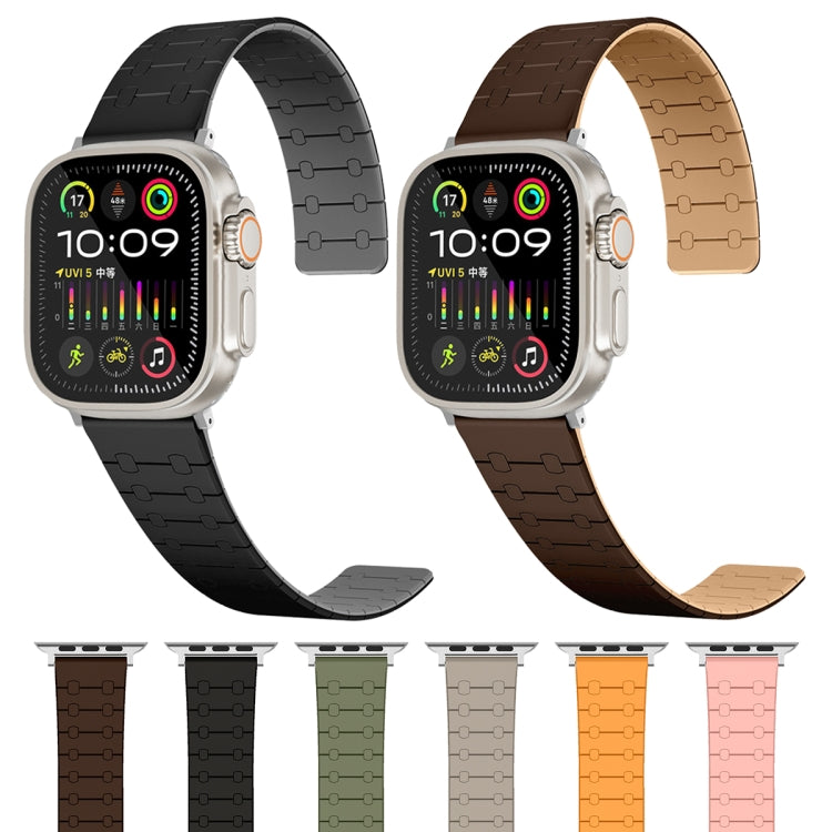 For Apple Watch Series 4 44mm Two Color Loop Magnetic Silicone Watch Band(Black+Grey) - Watch Bands by PMC Jewellery | Online Shopping South Africa | PMC Jewellery