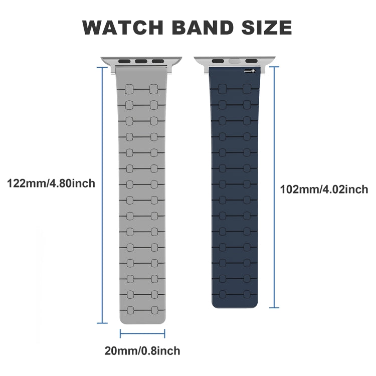 For Apple Watch SE 2022 40mm Two Color Loop Magnetic Silicone Watch Band(Green+Grey) - Watch Bands by PMC Jewellery | Online Shopping South Africa | PMC Jewellery