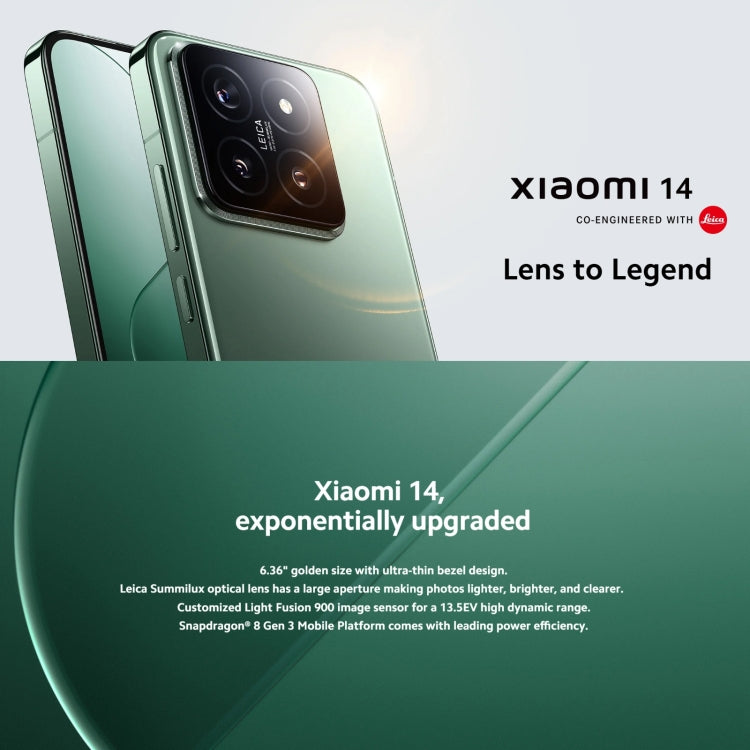 Xiaomi 14 5G Global, 12GB+256GB, 6.36 inch Xiaomi HyperOS Snapdragon 8 Gen 3 Octa Core 3.3GHz, Network: 5G(Green) - Xiaomi Redmi by Xiaomi | Online Shopping South Africa | PMC Jewellery | Buy Now Pay Later Mobicred