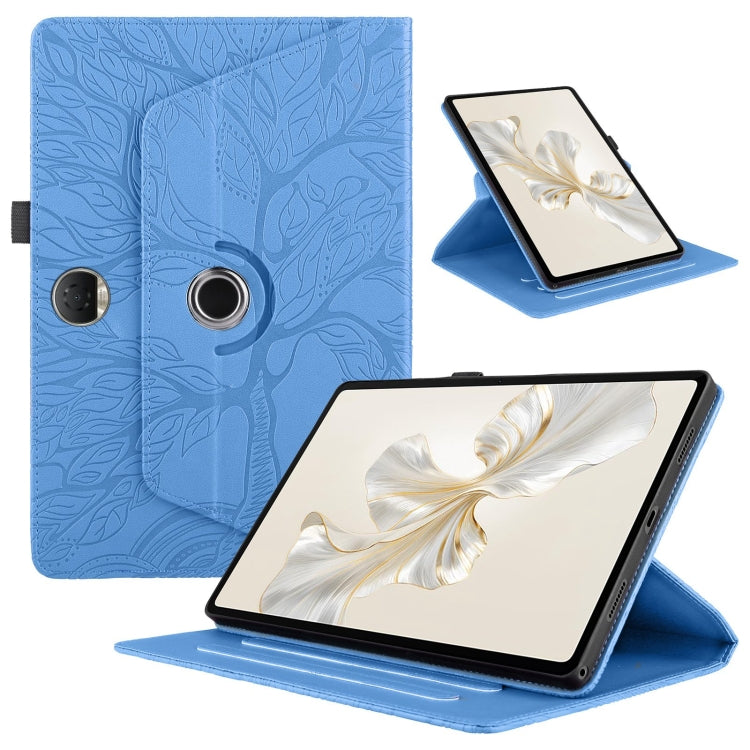 For Honor Pad 9 Tree Life Embossed Rotation Leather Tablet Case(Blue) - Honor by PMC TechLife | Online Shopping South Africa | PMC TechLife | Buy Now Pay Later Mobicred