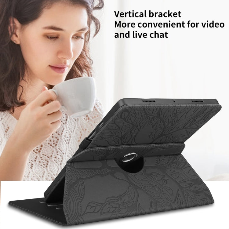 For Honor Pad 9 Tree Life Embossed Rotation Leather Tablet Case(Black) - Honor by PMC TechLife | Online Shopping South Africa | PMC TechLife | Buy Now Pay Later Mobicred