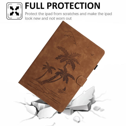 For Samsung Galaxy Tab S9 X710/X716B/X718U Coconut Tree Embossed Smart Leather Tablet Case(Brown) - Galaxy Tab S9 Cases by PMC Jewellery | Online Shopping South Africa | PMC Jewellery | Buy Now Pay Later Mobicred