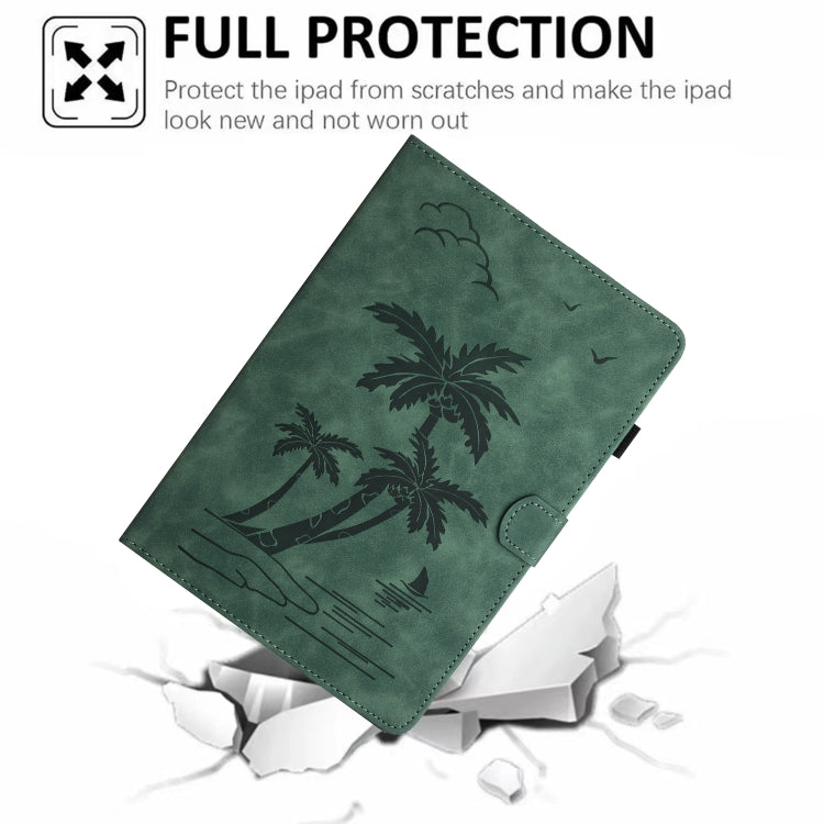 For Samsung Galaxy Tab S9 FE X510/X516B Coconut Tree Embossed Smart Leather Tablet Case(Green) - Galaxy Tab S9 FE by PMC Jewellery | Online Shopping South Africa | PMC Jewellery | Buy Now Pay Later Mobicred