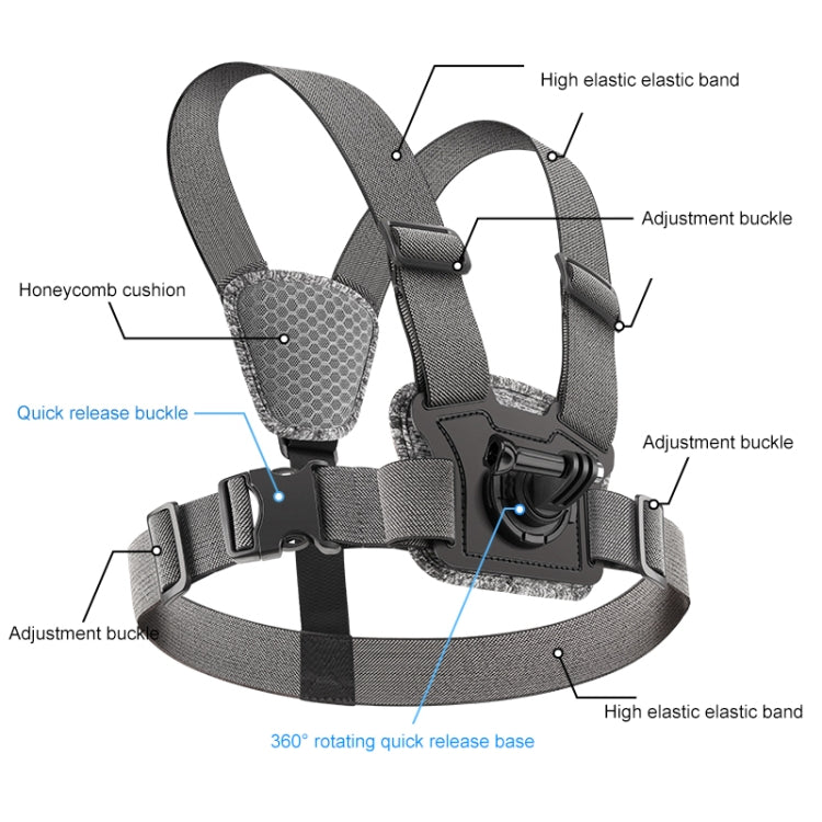 6 in 1 Phone Clamp Adjustable Body Mount Belt Chest Strap with Mount & Screw(Grey) - Chest Belt by RUIGPRO | Online Shopping South Africa | PMC Jewellery | Buy Now Pay Later Mobicred