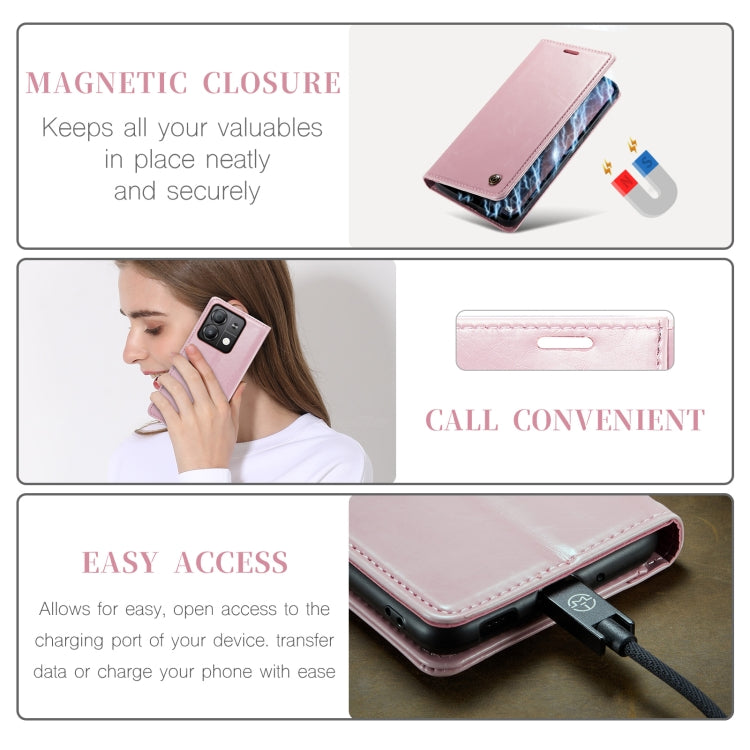 For Xiaomi Redmi Note 13 5G CaseMe 003 Crazy Horse Texture Flip Leather Phone Case(Pink) - Xiaomi Cases by CaseMe | Online Shopping South Africa | PMC Jewellery | Buy Now Pay Later Mobicred