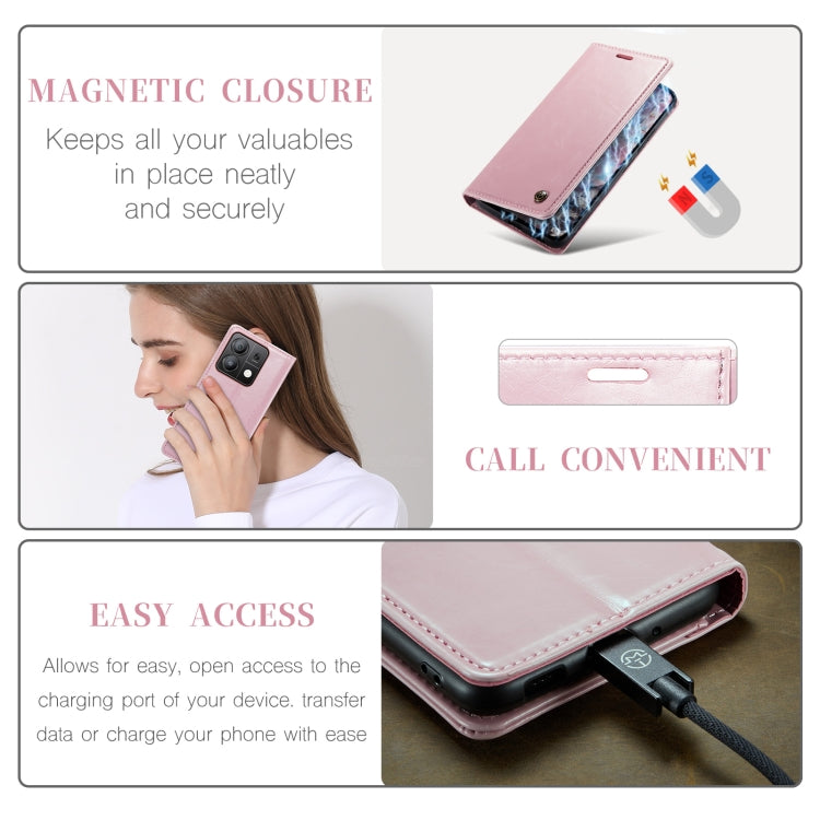 For Xiaomi Redmi Note 13 Pro 5G CaseMe 003 Crazy Horse Texture Flip Leather Phone Case(Pink) - Xiaomi Cases by CaseMe | Online Shopping South Africa | PMC Jewellery | Buy Now Pay Later Mobicred