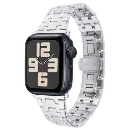 For Apple Watch SE 2023 40mm Double T Stainless Steel Watch Band(Silver) - Watch Bands by PMC Jewellery | Online Shopping South Africa | PMC Jewellery