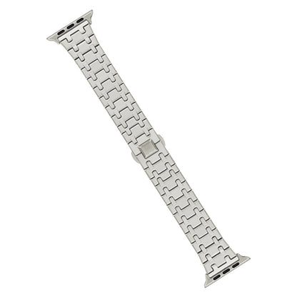 For Apple Watch Ultra 49mm Double T Stainless Steel Watch Band(Starlight) - Watch Bands by PMC Jewellery | Online Shopping South Africa | PMC Jewellery