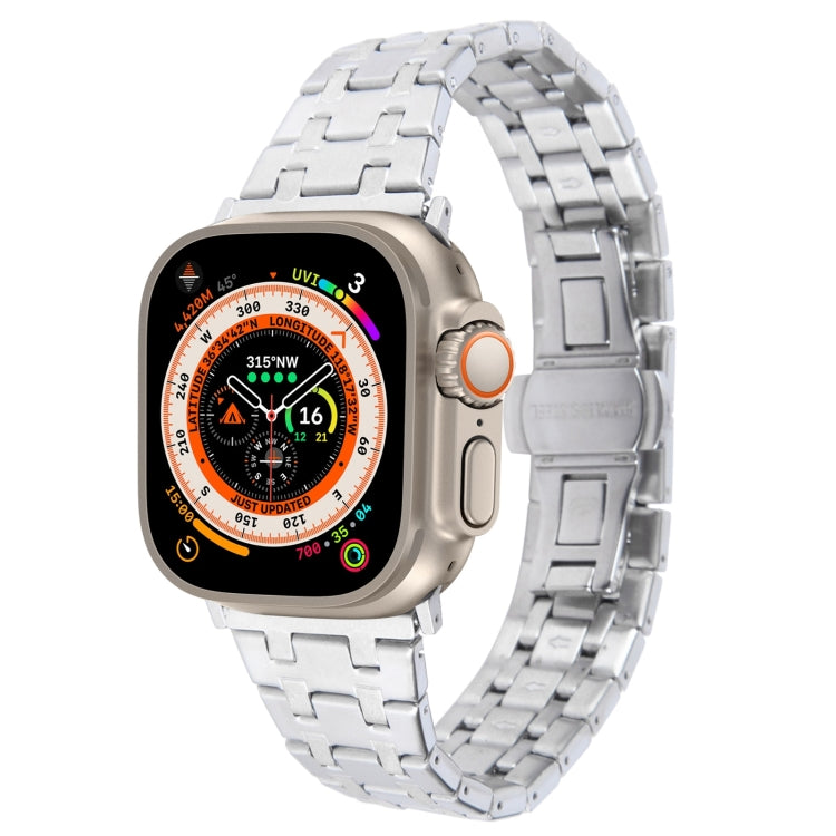 For Apple Watch Ultra 49mm Double T Stainless Steel Watch Band(Silver) - Watch Bands by PMC Jewellery | Online Shopping South Africa | PMC Jewellery