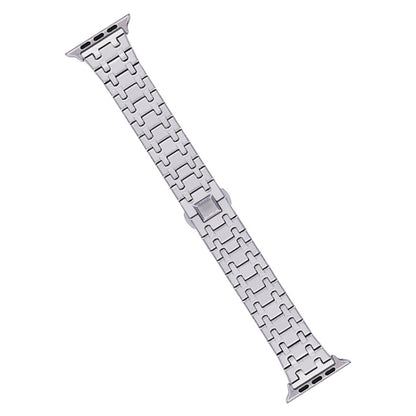 For Apple Watch Series 8 45mm Double T Stainless Steel Watch Band(Silver) - Watch Bands by PMC Jewellery | Online Shopping South Africa | PMC Jewellery