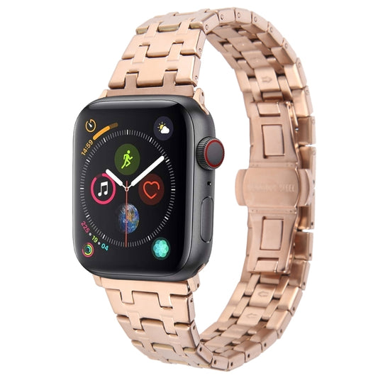 For Apple Watch Series 4 40mm Double T Stainless Steel Watch Band(Rose Gold) - Watch Bands by PMC Jewellery | Online Shopping South Africa | PMC Jewellery