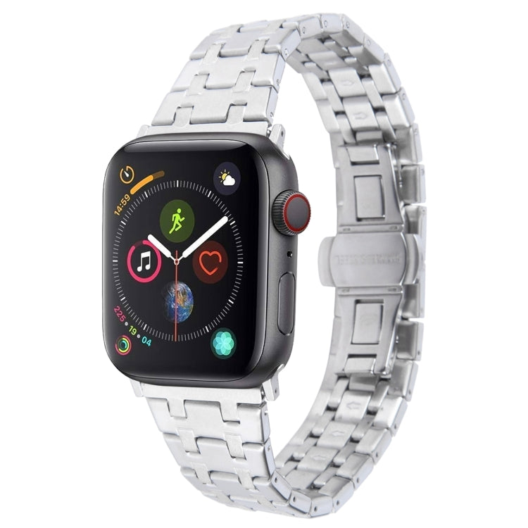 For Apple Watch Series 4 40mm Double T Stainless Steel Watch Band(Silver) - Watch Bands by PMC Jewellery | Online Shopping South Africa | PMC Jewellery