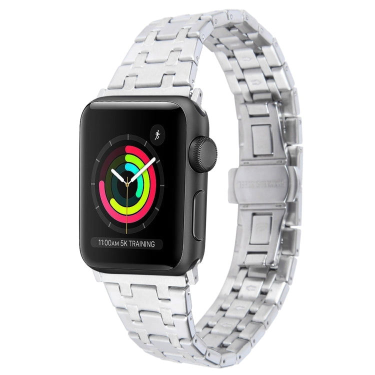 For Apple Watch Series 2 42mm Double T Stainless Steel Watch Band(Silver) - Watch Bands by PMC Jewellery | Online Shopping South Africa | PMC Jewellery