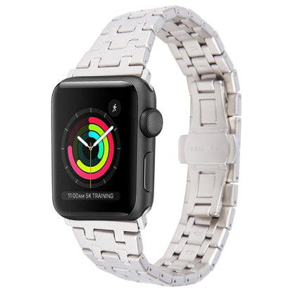 For Apple Watch 42mm Double T Stainless Steel Watch Band(Starlight) - Watch Bands by PMC Jewellery | Online Shopping South Africa | PMC Jewellery