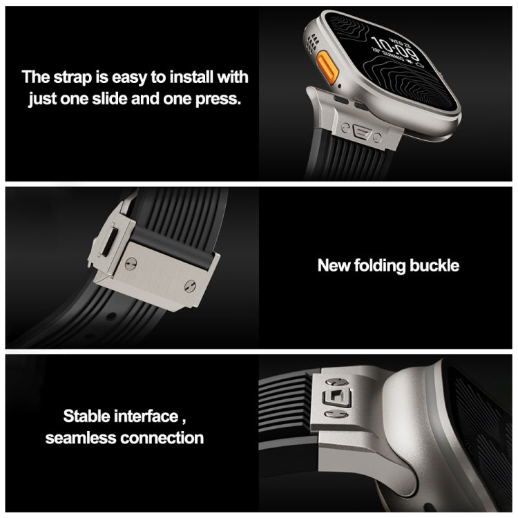For Apple Watch Series 3 42mm Vertical Texture Titanium Buckle Elastic Silicone Watch Band(Black) - Watch Bands by PMC TechLife | Online Shopping South Africa | PMC TechLife | Buy Now Pay Later Mobicred