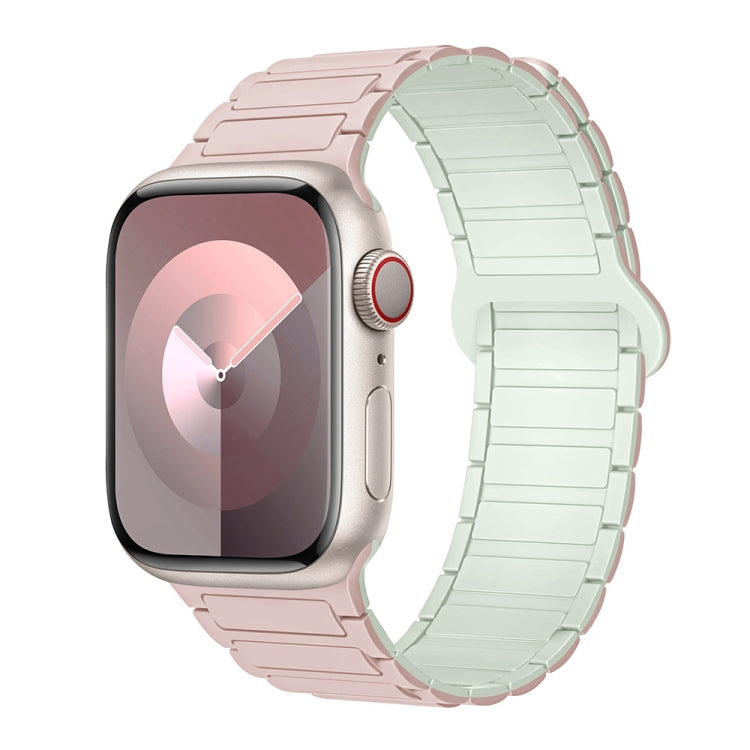 For Apple Watch SE 2023 44mm I-Shaped Magnetic Silicone Watch Band(Pink Mint) - Watch Bands by PMC Jewellery | Online Shopping South Africa | PMC Jewellery