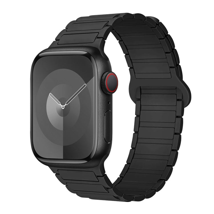 For Apple Watch SE 2023 44mm I-Shaped Magnetic Silicone Watch Band(Black) - Watch Bands by PMC Jewellery | Online Shopping South Africa | PMC Jewellery