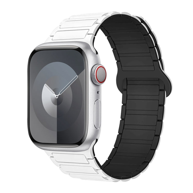 For Apple Watch Series 9 45mm I-Shaped Magnetic Silicone Watch Band(White Black) - Watch Bands by PMC Jewellery | Online Shopping South Africa | PMC Jewellery