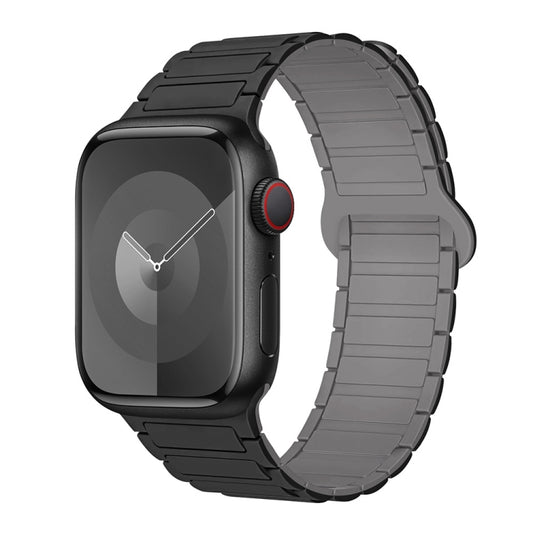 For Apple Watch Series 9 45mm I-Shaped Magnetic Silicone Watch Band(Black Gray) - Watch Bands by PMC Jewellery | Online Shopping South Africa | PMC Jewellery