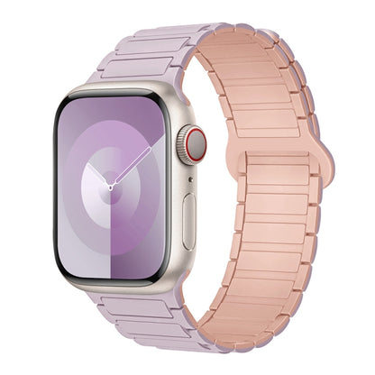 For Apple Watch SE 2022 44mm I-Shaped Magnetic Silicone Watch Band(Light Purple Pink) - Watch Bands by PMC Jewellery | Online Shopping South Africa | PMC Jewellery