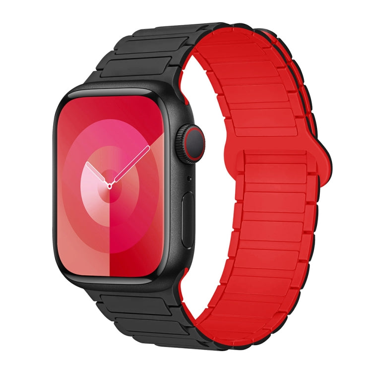 For Apple Watch Series 4 44mm I-Shaped Magnetic Silicone Watch Band(Black Red) - Watch Bands by PMC Jewellery | Online Shopping South Africa | PMC Jewellery