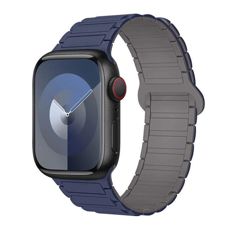 For Apple Watch Series 4 44mm I-Shaped Magnetic Silicone Watch Band(Indigo Gray) - Watch Bands by PMC Jewellery | Online Shopping South Africa | PMC Jewellery