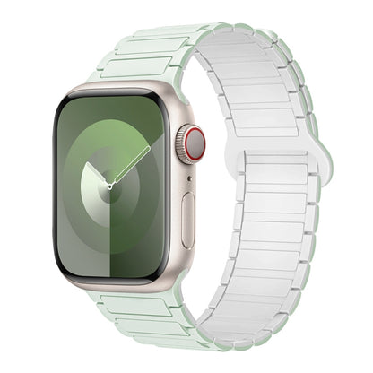 For Apple Watch Series 3 38mm I-Shaped Magnetic Silicone Watch Band(Mint White) - Watch Bands by PMC Jewellery | Online Shopping South Africa | PMC Jewellery