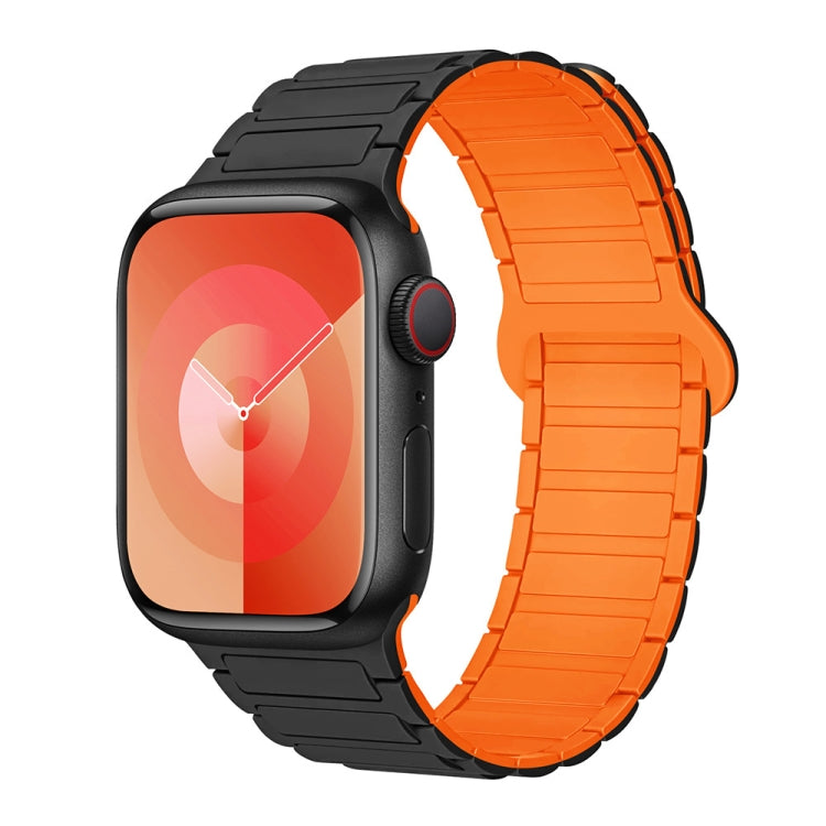 For Apple Watch Series 2 42mm I-Shaped Magnetic Silicone Watch Band(Black Orange) - Watch Bands by PMC Jewellery | Online Shopping South Africa | PMC Jewellery