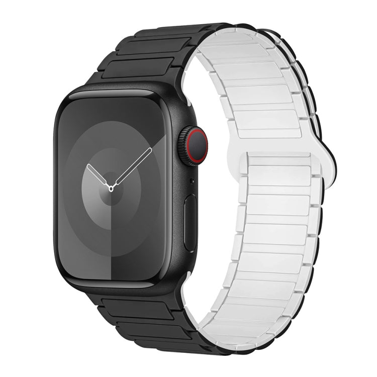 For Apple Watch 42mm I-Shaped Magnetic Silicone Watch Band(Black White) - Watch Bands by PMC TechLife | Online Shopping South Africa | PMC TechLife