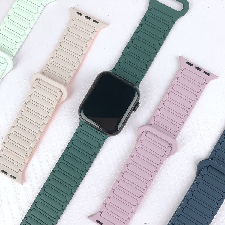For Apple Watch SE 40mm I-Shaped Magnetic Silicone Watch Band(Mint White) - Watch Bands by PMC TechLife | Online Shopping South Africa | PMC TechLife