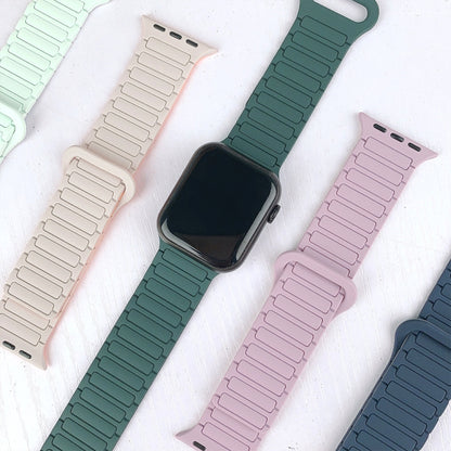 For Apple Watch Series 7 45mm I-Shaped Magnetic Silicone Watch Band(Dark Teal Black) - Watch Bands by PMC Jewellery | Online Shopping South Africa | PMC Jewellery