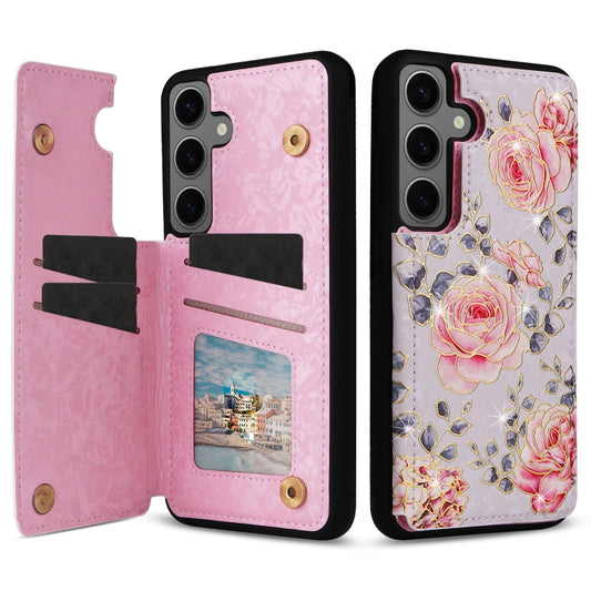 For Samsung Galaxy S25+ 5G Printed Double Buckle RFID Anti-theft Phone Case(Pastoral Rose) - Galaxy S25+ 5G Cases by PMC Jewellery | Online Shopping South Africa | PMC Jewellery | Buy Now Pay Later Mobicred