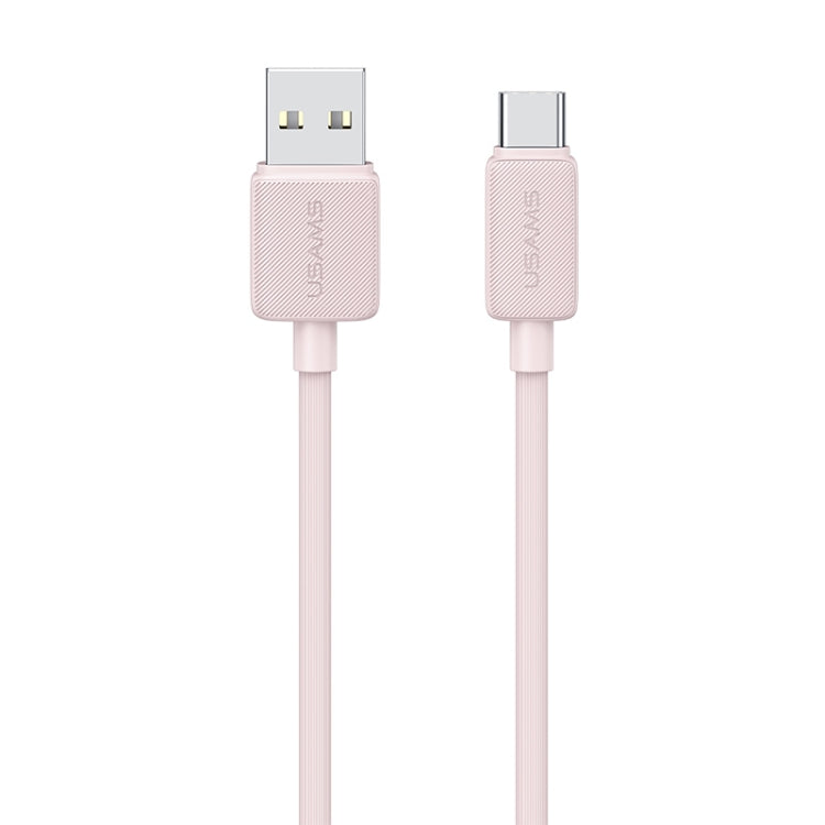 USAMS US-SJ698 USB to USB-C / Type-C 3A Striped Fast Charge Data Cable, Length:3m(Pink) - free shipping - PMc TechLife - Order now!