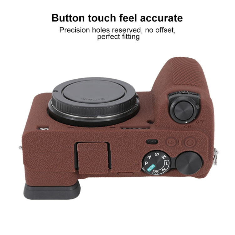 For Sony ILCE-6700 / A6700 Litchi Texture Soft Silicone Protective Case(Coffee) - Protective Case by PMC Jewellery | Online Shopping South Africa | PMC Jewellery