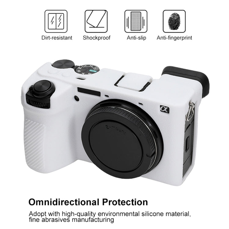 For Sony ILCE-6700 / A6700 Litchi Texture Soft Silicone Protective Case(White) - Protective Case by PMC Jewellery | Online Shopping South Africa | PMC Jewellery