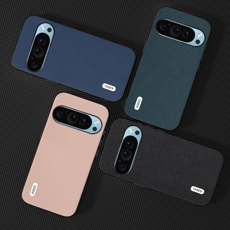 For Google Pixel 9 Pro ABEEL Genuine Leather + PC Litchi Texture Phone Case(Blue) - Google Cases by PMC TechLife | Online Shopping South Africa | PMC TechLife | Buy Now Pay Later Mobicred
