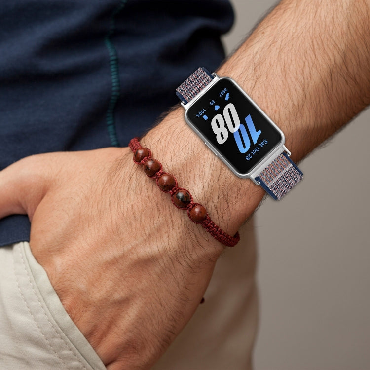 For Samsung Galaxy Fit 3 Nylon Loop Hook and Loop Fastener Watch Band(Blue Sea) - Watch Bands by PMC TechLife | Online Shopping South Africa | PMC TechLife