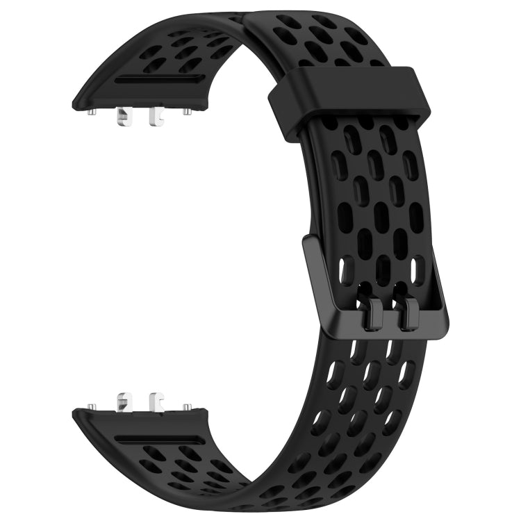 For Samsung Galaxy Fit 3 Hole Style Dual Buckle Silicone Watch Band(Black) - Watch Bands by PMC Jewellery | Online Shopping South Africa | PMC Jewellery