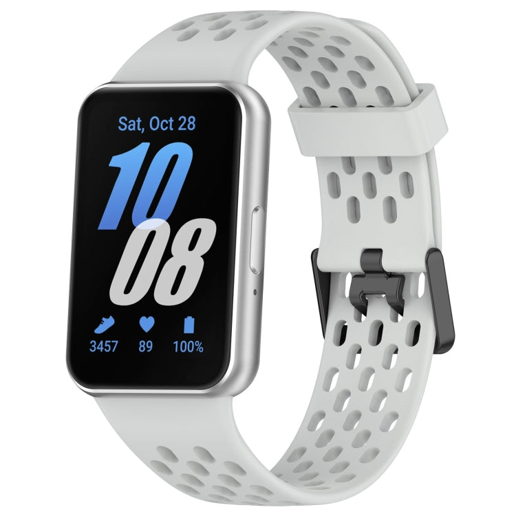 For Samsung Galaxy Fit 3 Hole Style Dual Buckle Silicone Watch Band(Light Grey) - Watch Bands by PMC Jewellery | Online Shopping South Africa | PMC Jewellery