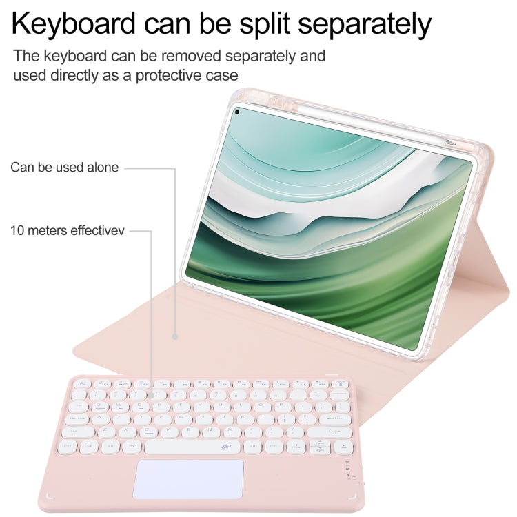 For Huawei MatePad Pro 11 2024 / 2022 Round Button Bluetooth Keyboard Rotatable Holder Leather Case with Touchpad(Rose Gold) - Huawei Keyboard by PMC Jewellery | Online Shopping South Africa | PMC Jewellery