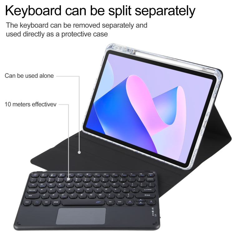 For Huawei MatePad 11 2023 / 2021 Round Button Bluetooth Keyboard Rotatable Holder Leather Case with Touchpad(Black) - Huawei Keyboard by PMC Jewellery | Online Shopping South Africa | PMC Jewellery