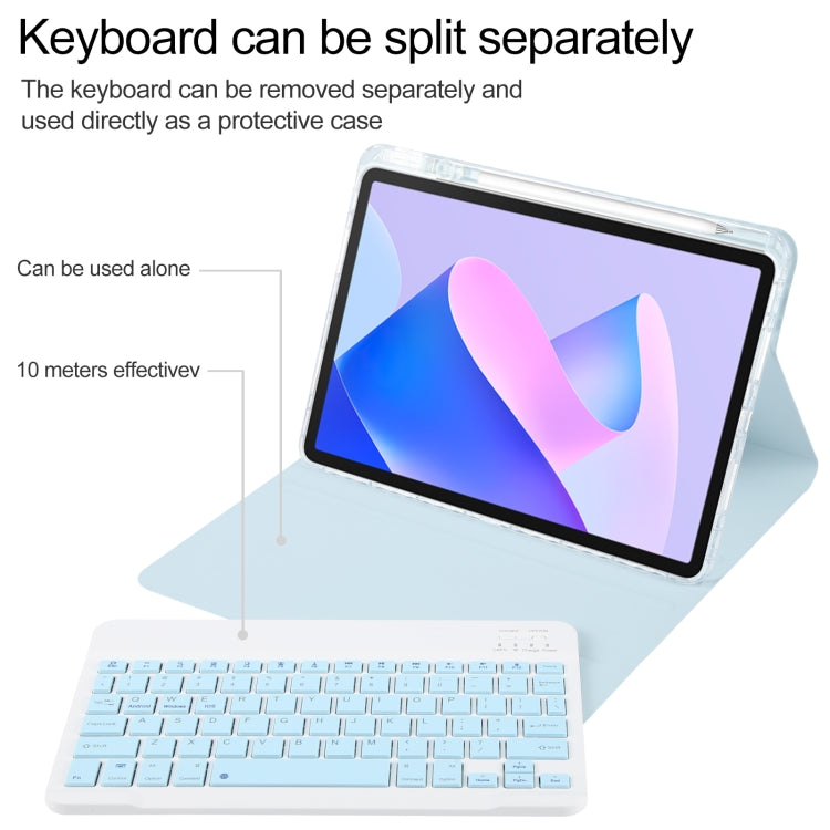 For Huawei MatePad 11 2023 / 2021 Square Button Bluetooth Keyboard Rotatable Holder Leather Case(Sky Blue) - Huawei Keyboard by PMC Jewellery | Online Shopping South Africa | PMC Jewellery