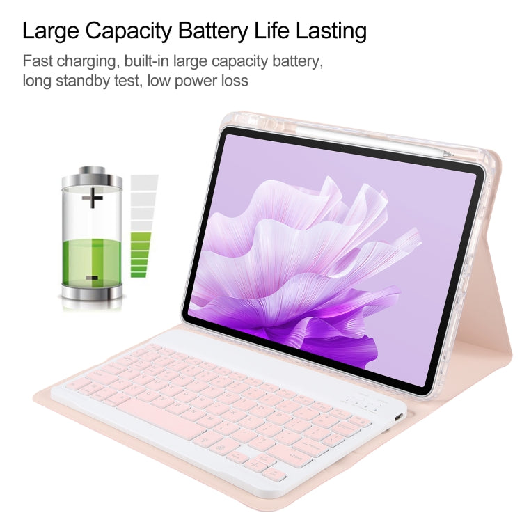 For Huawei MatePad Air 11.5 Square Button Backlight Bluetooth Keyboard Rotatable Holder Leather Case(Rose Gold) - Huawei Keyboard by PMC TechLife | Online Shopping South Africa | PMC TechLife