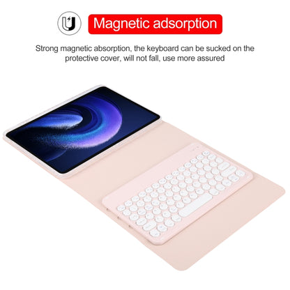 For Xiaomi Pad 6 Round Button Bluetooth Keyboard Rotatable Holder Leather Case(Rose Gold) - Others Keyboard by PMC Jewellery | Online Shopping South Africa | PMC Jewellery