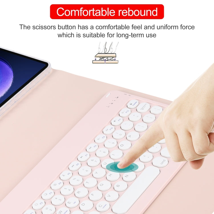 For Xiaomi Pad 6 Round Button Bluetooth Keyboard Rotatable Holder Leather Case(Rose Gold) - Others Keyboard by PMC Jewellery | Online Shopping South Africa | PMC Jewellery