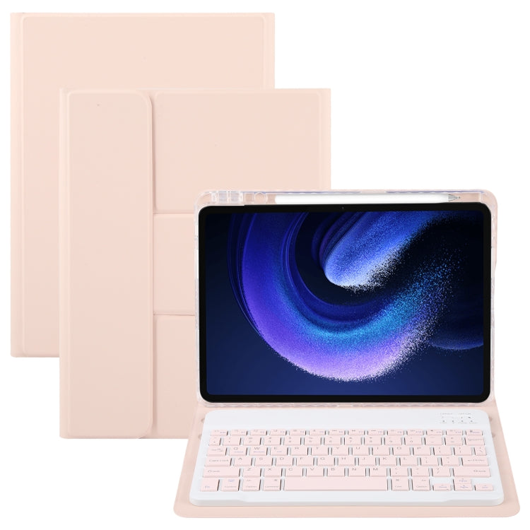 For Xiaomi Pad 6 Square Button Bluetooth Keyboard Rotatable Holder Leather Case(Rose Gold) - Others Keyboard by PMC Jewellery | Online Shopping South Africa | PMC Jewellery