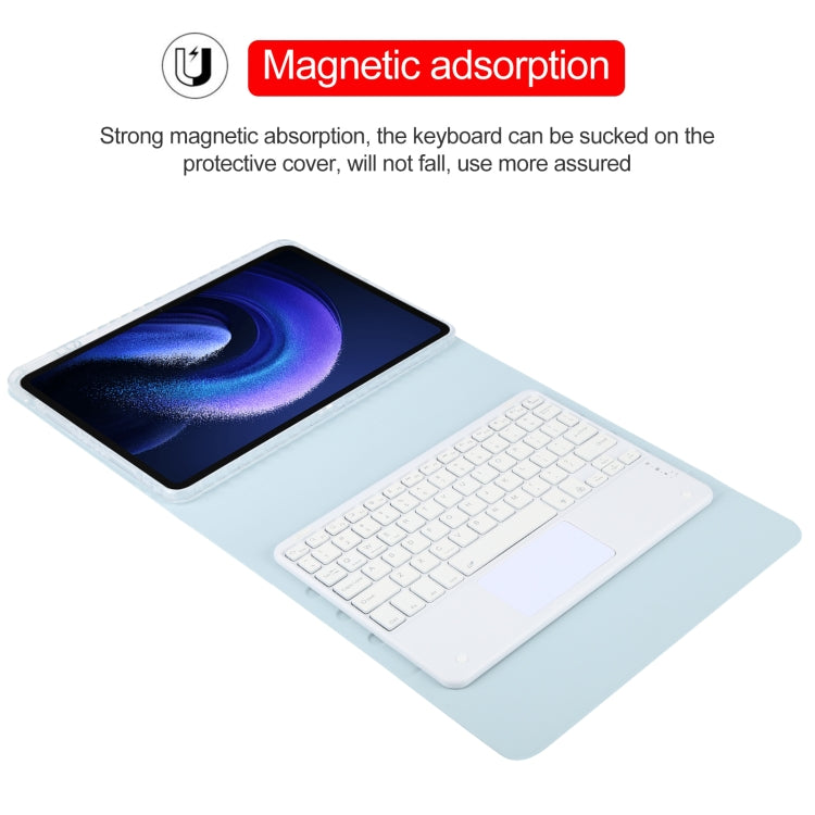 For Xiaomi Pad 6 Square Button Bluetooth Keyboard Rotatable Holder Leather Case with Touchpad(Sky Blue) - Others Keyboard by PMC Jewellery | Online Shopping South Africa | PMC Jewellery