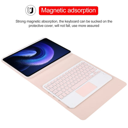 For Xiaomi Pad 6 Square Button Bluetooth Keyboard Rotatable Holder Leather Case with Touchpad(Rose Gold) - Others Keyboard by PMC Jewellery | Online Shopping South Africa | PMC Jewellery