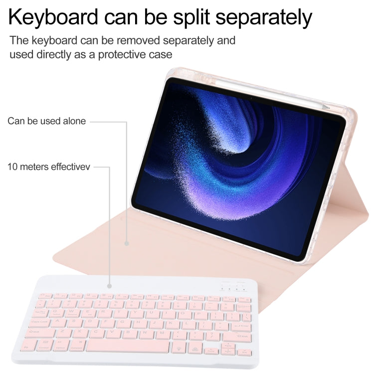 For Xiaomi Pad 6 Square Button Backlight Bluetooth Keyboard Rotatable Holder Leather Case(Rose Gold) - free shipping - PMC TechLife - Order now!