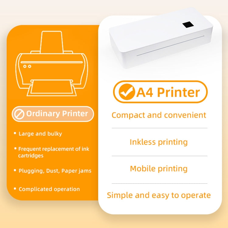 A4 mini Portable Bluetooth HD Thermal Printer for Home Office Study(EU Plug) - Printer by PMC TechLife | Online Shopping South Africa | PMC TechLife | Buy Now Pay Later Mobicred